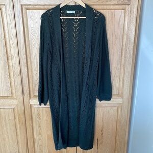 Dex Dark Green Long Knit Cardigan size extra small